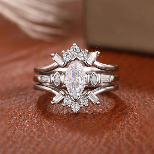 Load image 1 in gallery view. 3Pcs Sets Silver Couple Rings