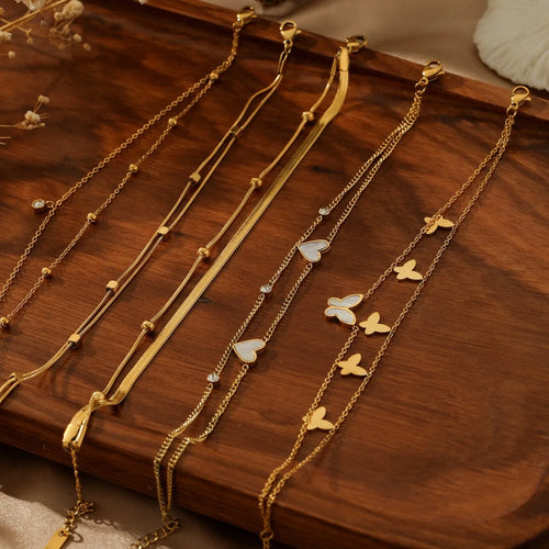 Load image 1 in gallery view. Double-Layer Titanium Design Anklet Chain High-End Exquisite