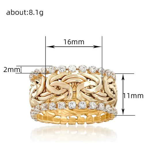 Load image 1 in gallery view. Winding Twist Design Round Cubic Zirconia Wide Ring