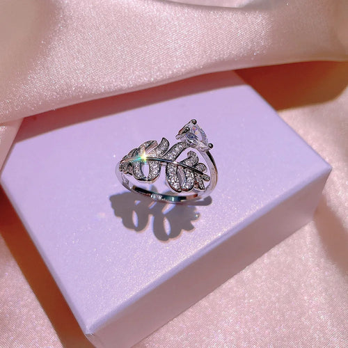 Load image 1 in gallery view. Minimalist Leaf Shape Zircon Brass Elegant Platinum Plated Necklace Set