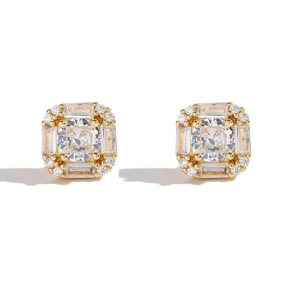 Earrings  Rectangular Zircon Women's Earrings Studs