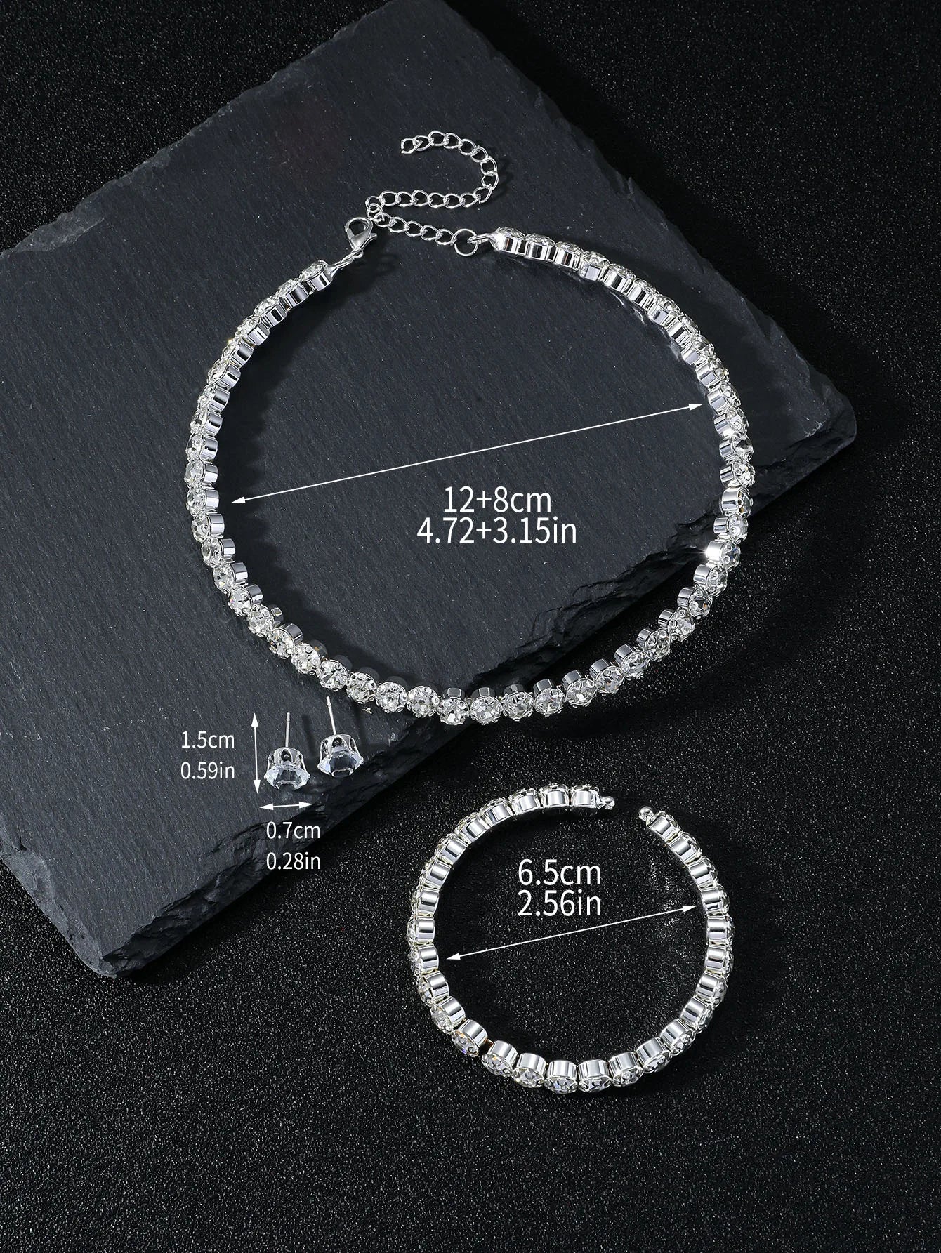 Platinum Plated Jewelry Set Necklace Earring Bracelet for Parties and Weddings Classic