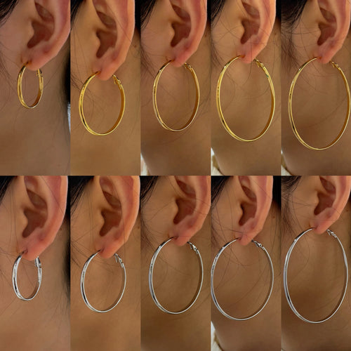 Load image 1 in gallery view. Trendy Minimalist Stainless Steel  Hoop Earrings Waterproof Gold Plated Versatile Circle Earrings Jewelry for Women