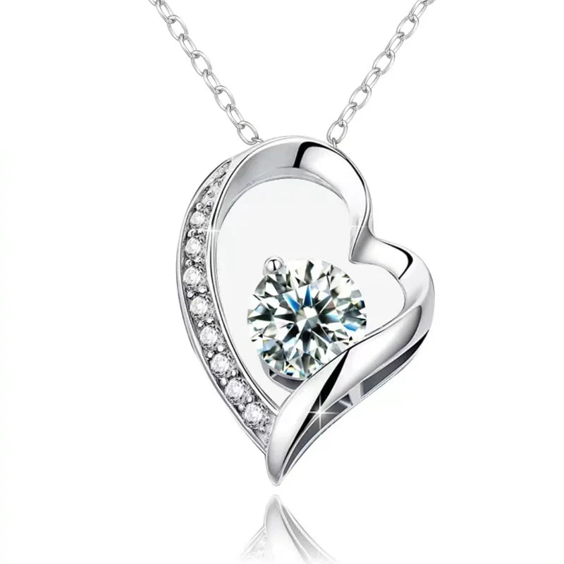 Minimalist 14K Gold Plated Diamond Necklace Love Heart Pendant