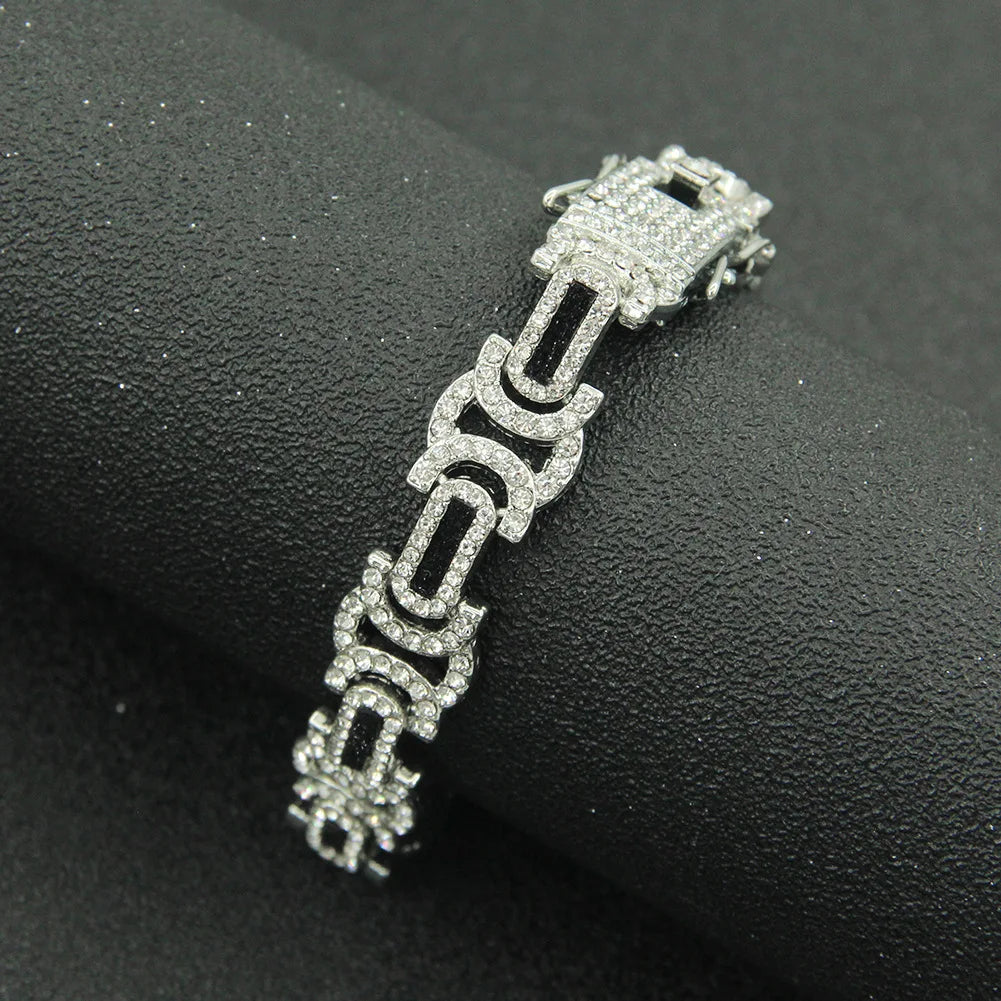 Rhinestone Decor Cuban Chain Necklace Necklaces for Men and Woman