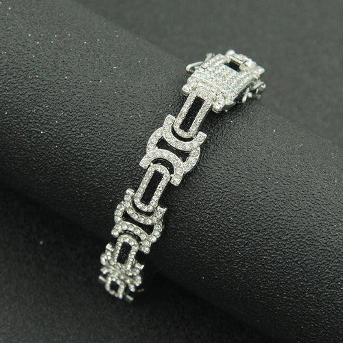 Load image 1 in gallery view. Rhinestone Decor Cuban Chain Necklace Necklaces for Men and Woman