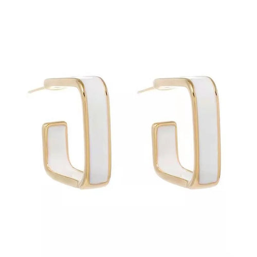 Load image 1 in gallery view. Gold Plated Geometric Clip-On Earrings: Trendy Square Drop