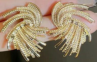 Load image 1 in gallery view. Twisted Rotational Texture Irregular Fireworks Luxury Earrings