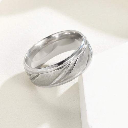 Load image 1 in gallery view. Stainless Steel Rings for Men Diagonal Sand Lines for Man