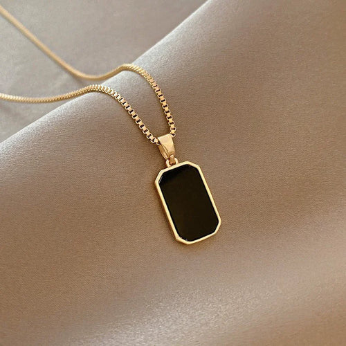 Load image 1 in gallery view. Black Pendant Necklace Punk Jewelry Gold Plated Necklace