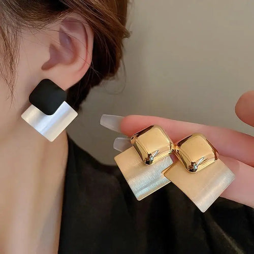 Load image 1 in gallery view. Sophisticated K-Style Luxury Minimalist Square Studs