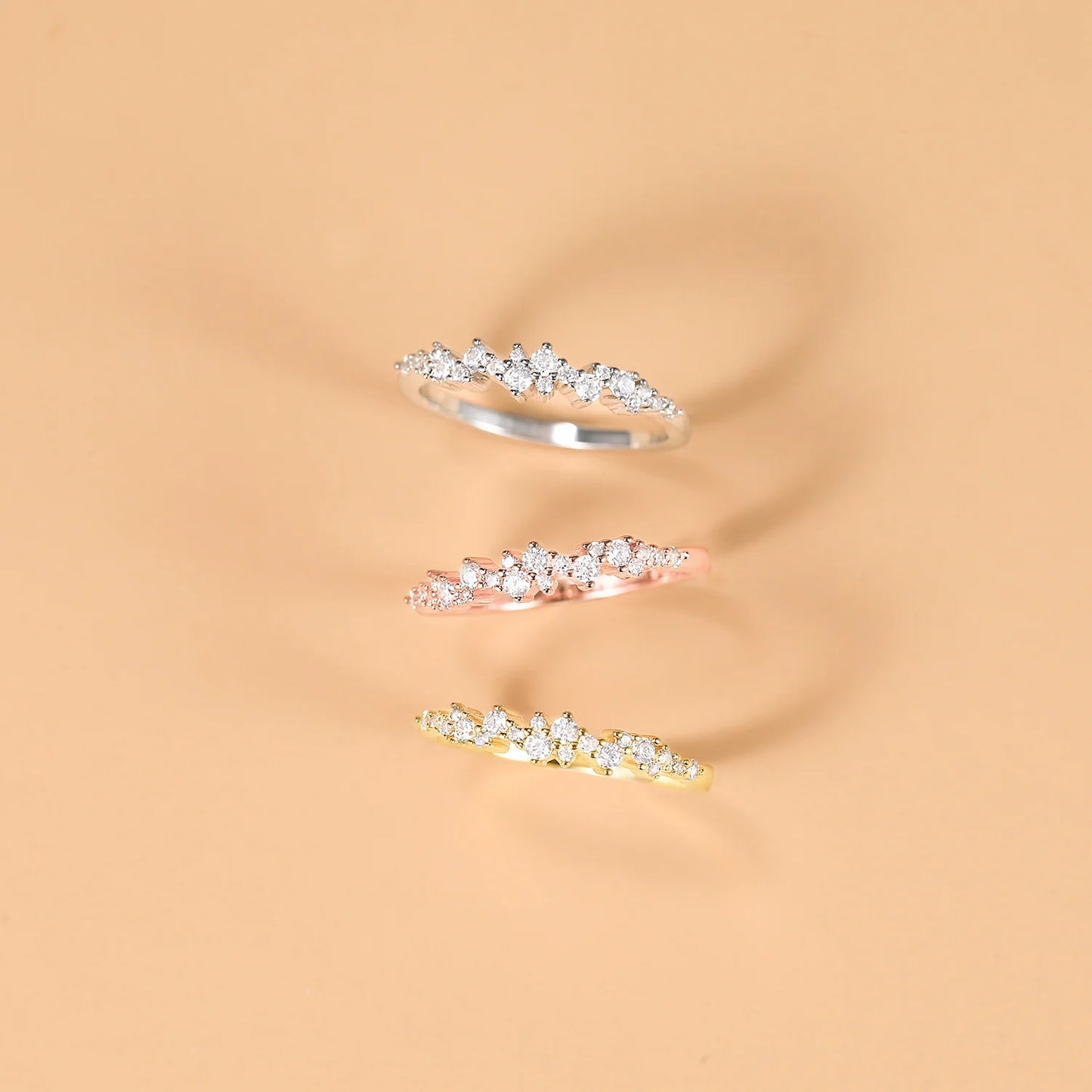 Cubic Zirconia Silver Plated Copper Rings for Women Engagement