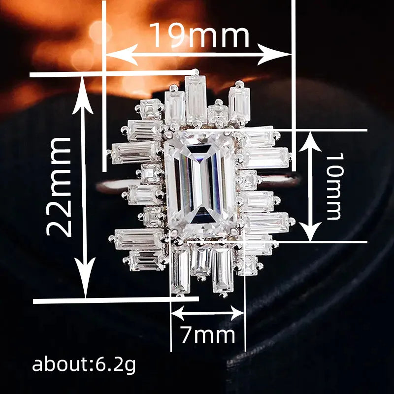 Irregular Design Dazzling Crystal Cubic Zirconia Silver Plated