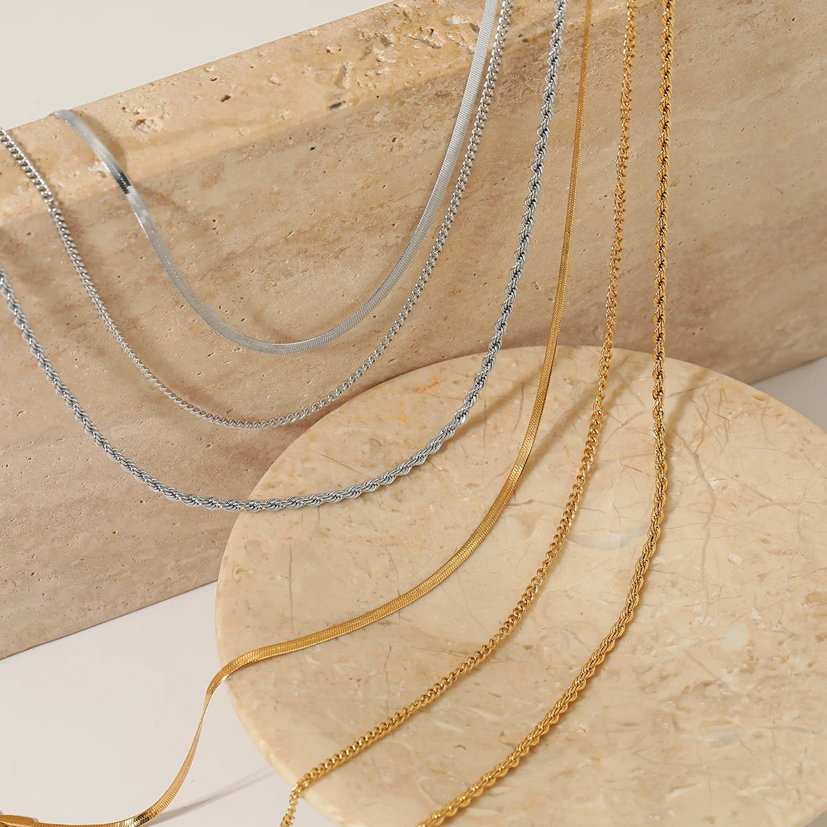 Gold Plated Dainty Three Layer Chain Anti-Tarnish Necklace Jewelry for Women