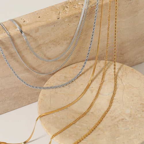 Load image 1 in gallery view. Gold Plated Dainty Three Layer Chain Anti-Tarnish Necklace Jewelry for Women