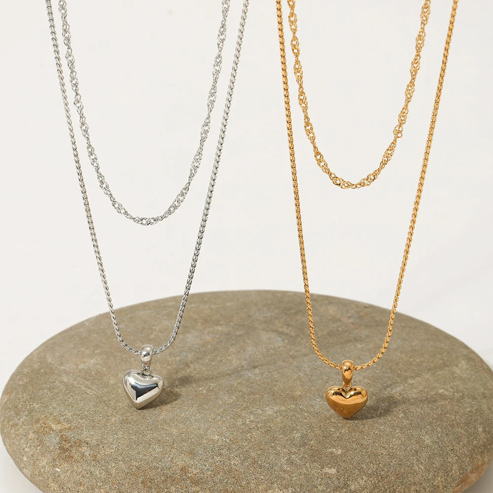 Gold Plated Hypoallergenic Heart Pendant  Necklaces for Women Kids Children
