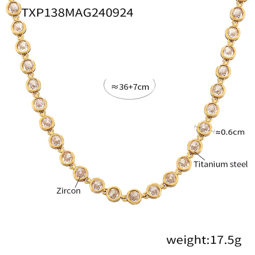 Load image 1 in gallery view. 18K Gold Bead Zircon Tennis Chain Necklace in Pink, Red, Multi, Green, Blue, Golden