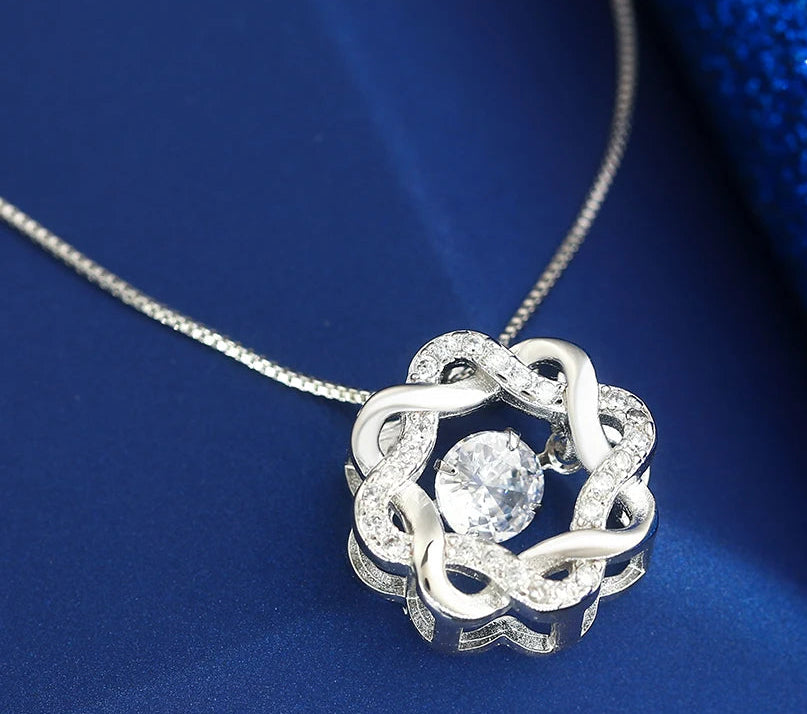 Elegant Star Wreath Dancing Zircon Necklace, Classic Octagonal Pendant for Anniversary & Wedding Gift