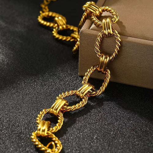 Load image 1 in gallery view. 18K Gold Plated Luxury Fashion Charm Chain Bracelet
