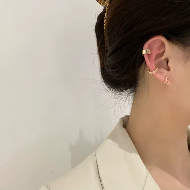 Ear Cuff Clip on Earrings Non Pierced Trendy Gold Plated Metal Cute Earring Cuffs