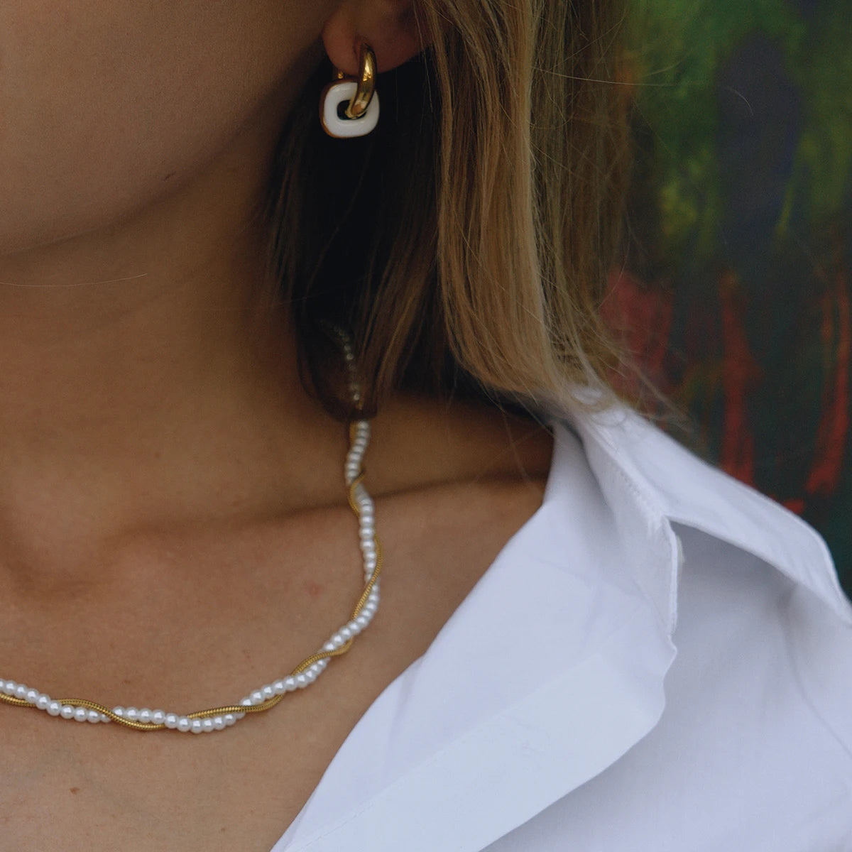Chain, Pearl Chain Layer Necklace