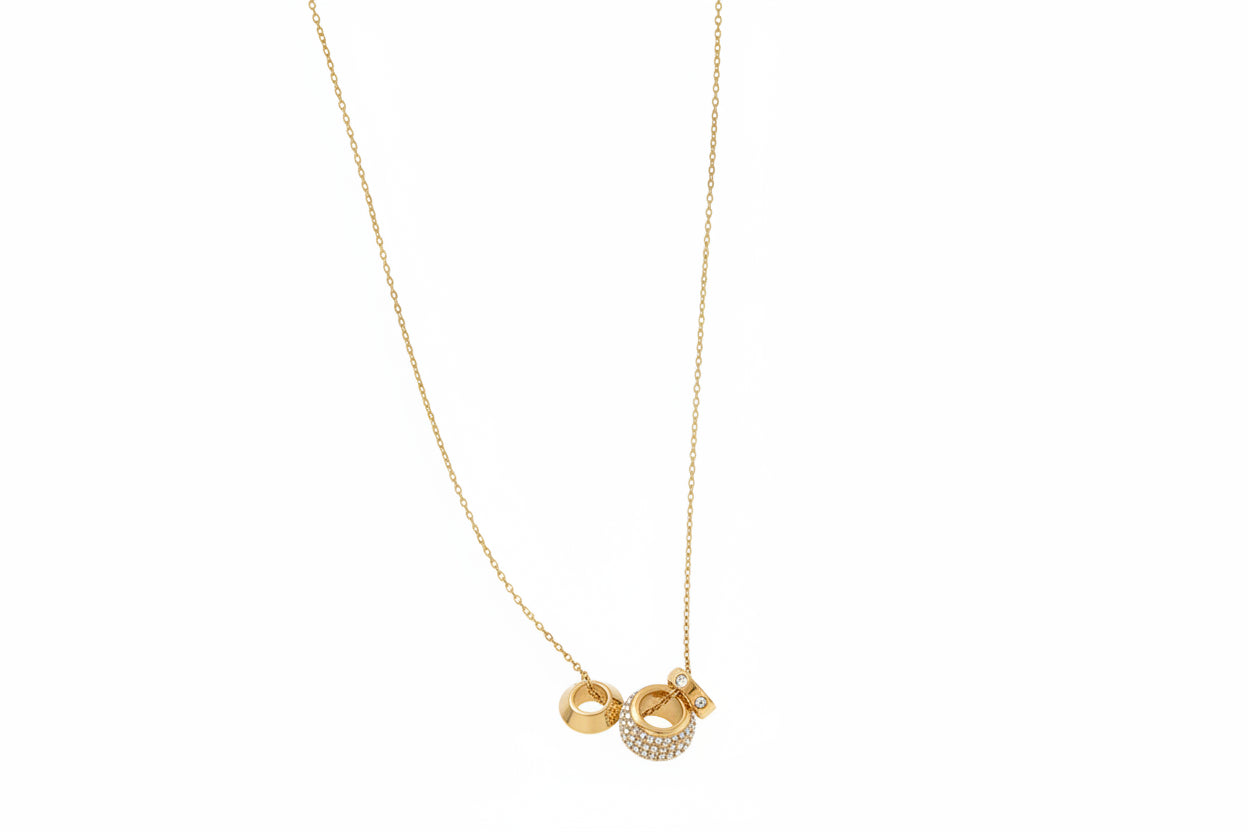 18K Gold Plated Rhinestone Smooth Spacer Beads Pendant