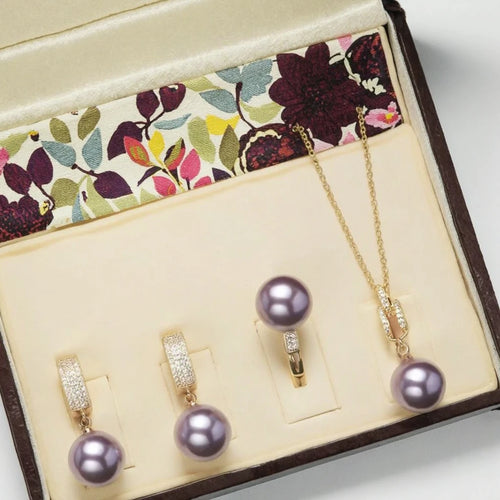 Load image 1 in gallery view. Elegant Shell Pearl Set Gold Plated Zircon Necklace Earrings for Bridal 3 pices set