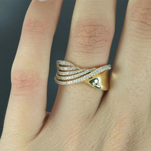 Load image 1 in gallery view. Gold Plated Custom Twist Cubic Zirconia Rings for Women Engagement