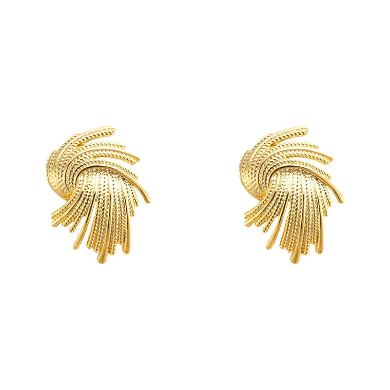 Twisted Rotational Texture Irregular Fireworks Luxury Earrings