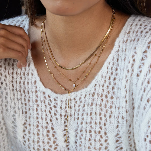 Load image 1 in gallery view. Teardrop Zircon Pendant Blade Chain Multi-layer Necklace