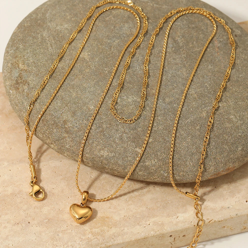 Gold Plated Hypoallergenic Heart Pendant  Necklaces for Women Kids Children