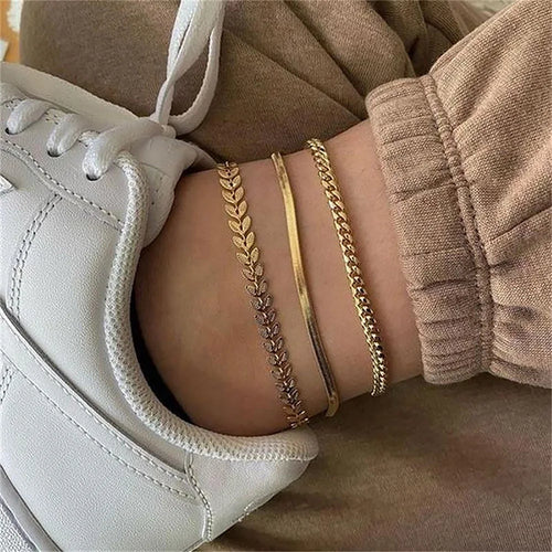 Load image 1 in gallery view. 18k Gold Plated Chain Fine Anklet Casual Style