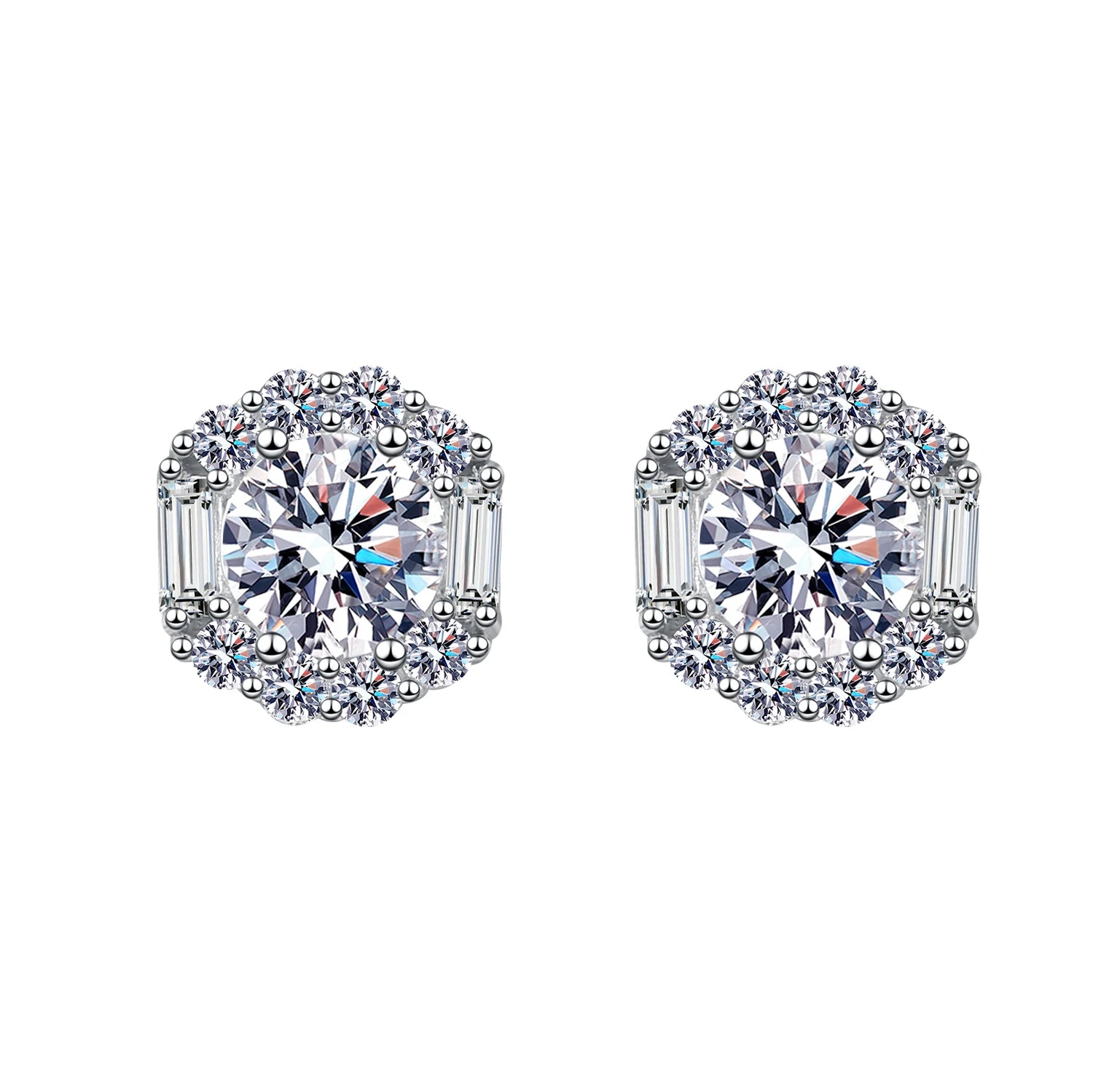 Moissanite Diamond 1ct Stud Earrings 925 Sterling Silver Round Brilliant Cut