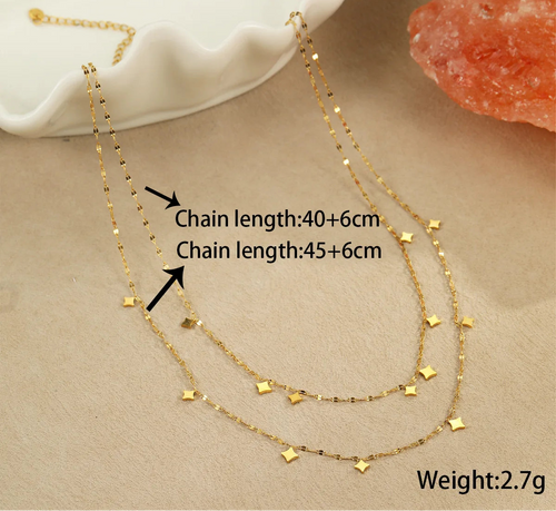 Load image 1 in gallery view. 14K Gold Plated Double Layer Stainless Steel Layered Choker Chain Necklace for Women