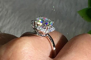 925 sterling silver with platinum Elegant Vintage 3A Zircon Rings