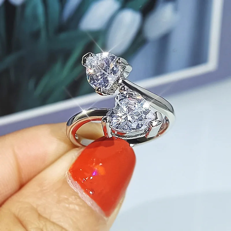 Heart Shape 3A Zircon Platinum Plated set Necklace, Earrings and Ring