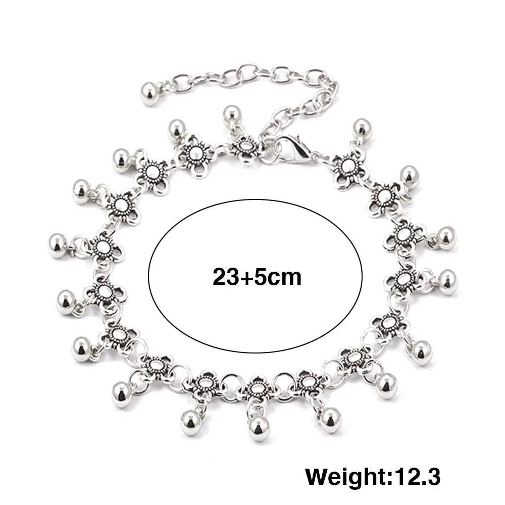 18k Gold Plated Anklet Vintage Silver Beach Anklets for Women Adjustable