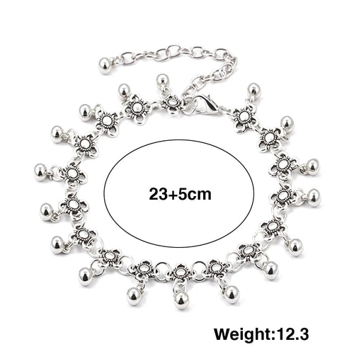 Load image 1 in gallery view. 18k Gold Plated Anklet Vintage Silver Beach Anklets for Women Adjustable