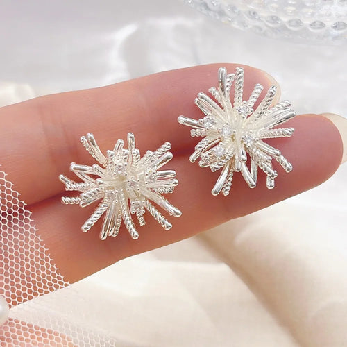 Load image 1 in gallery view. Silver Plated Dandelion Fireworks Made of High Quality Zinc Alloy Earrings