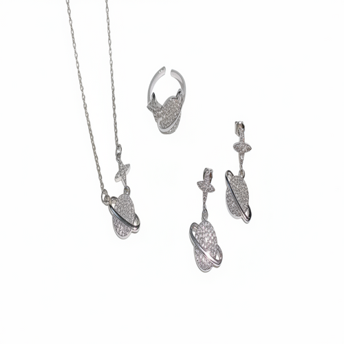 Load image 1 in gallery view. Fashion Jewelry Star Shape Shine Zircon Jewelry Set Brass Platinum Plated