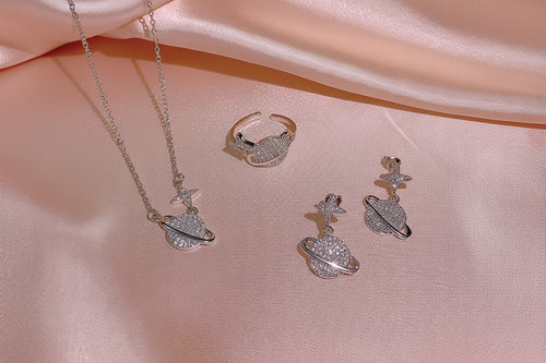 Load image 1 in gallery view. Fashion Jewelry Star Shape Shine Zircon Jewelry Set Brass Platinum Plated