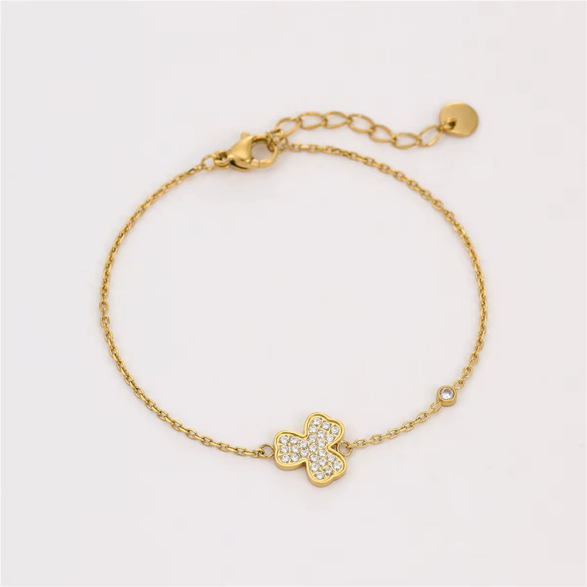Gold Heart Zircon Tennis Bracelet PVD 18K Plated Stainless Steel Jewelry