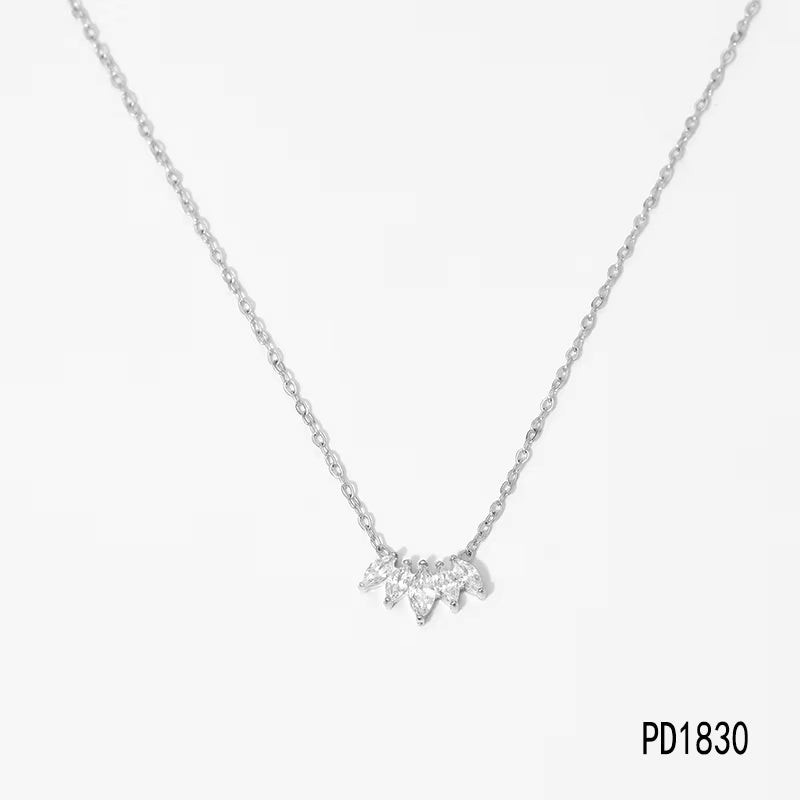 Gold Plated Zircon Pendent Chain Waterproof Necklace For Women Kids Teens