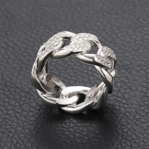 Load image 1 in gallery view. Silver Plated Zircon Band Rings Full Paved Dazzling
