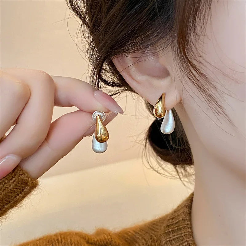 Versatile Earrings Gold and Silver Water Droplet Earrings for Women
