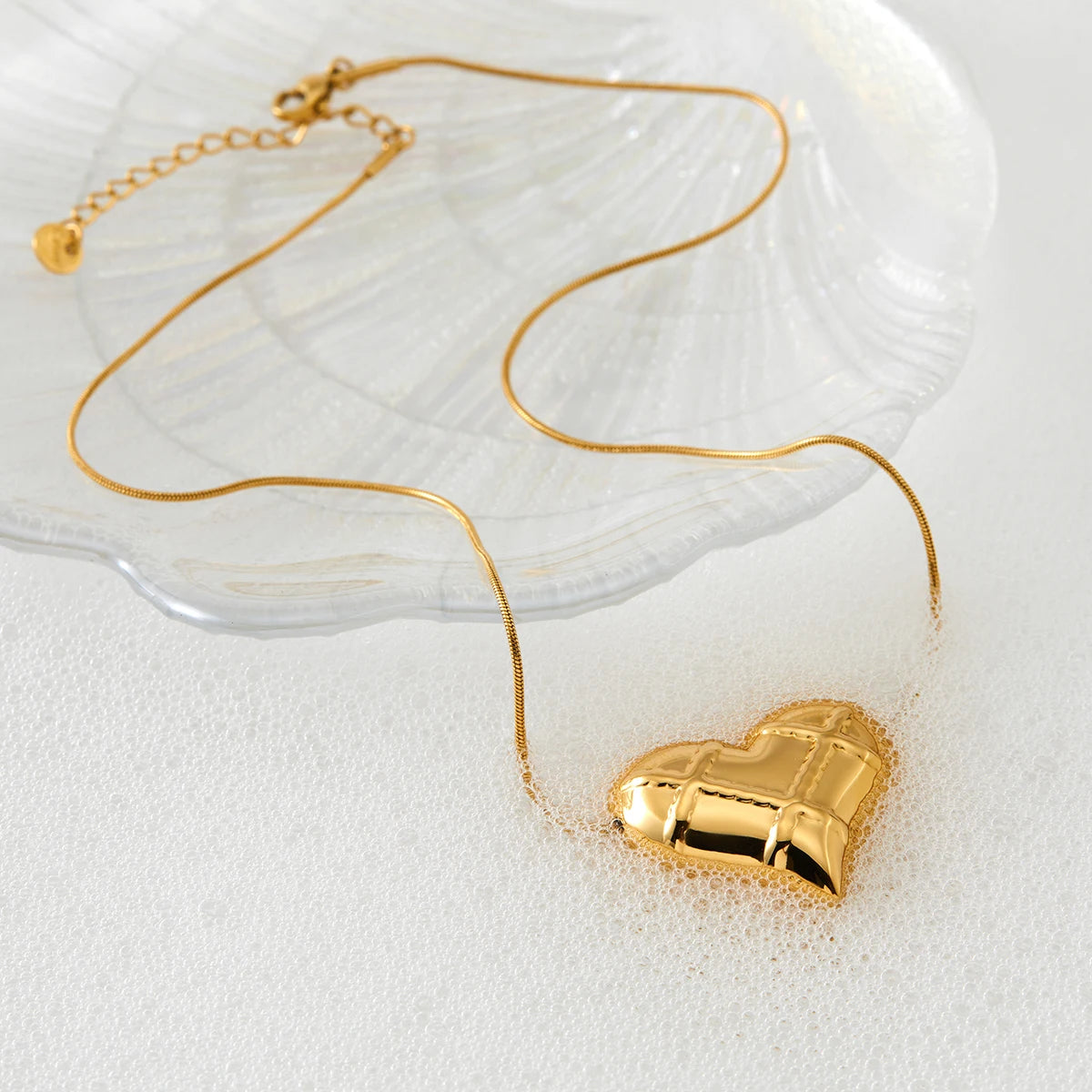 Gold Plated Dainty Heart Shape Pendant Anti-Tarnish Trendy Minimalist Necklaces  for Women