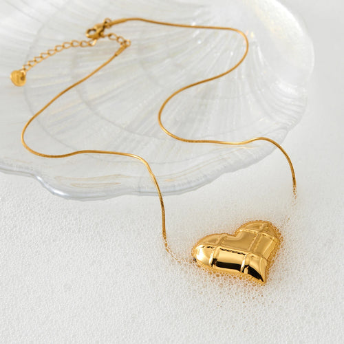 Load image 1 in gallery view. Gold Plated Dainty Heart Shape Pendant Anti-Tarnish Trendy Minimalist Necklaces  for Women