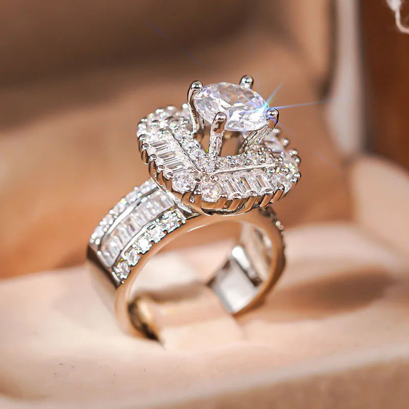 Crystal Cubic Zirconia Wedding Rings for Women
