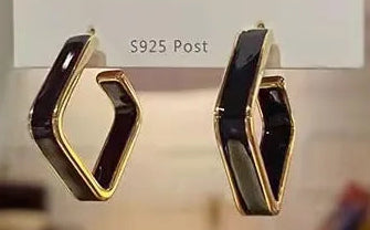 Load image 1 in gallery view. Gold Plated Geometric Clip-On Earrings: Trendy Square Drop