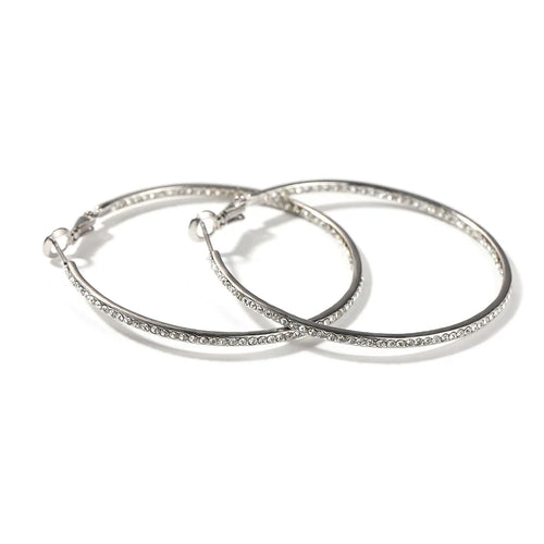 Load image 1 in gallery view. Cute Hoop Earrings Crystal Silver Geometric
